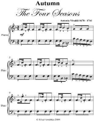 Book cover for Autumn the Four Seasons Easy Piano Sheet Music