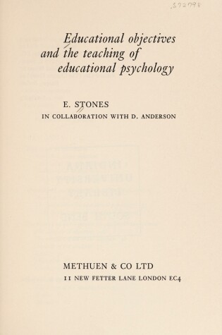 Cover of Educational Objectives and the Teaching of Educational Psychology