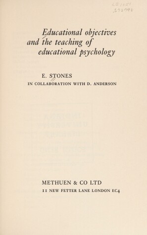 Book cover for Educational Objectives and the Teaching of Educational Psychology