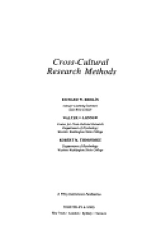 Cover of Cross-cultural Research Methods