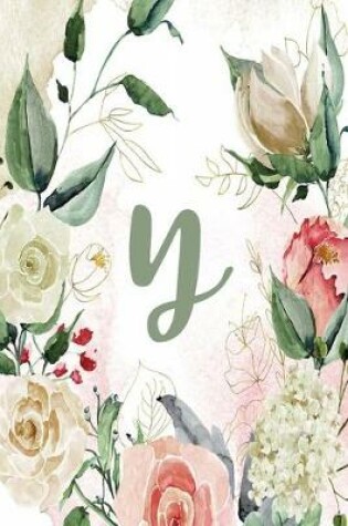 Cover of Notebook 6x9 Lined, Letter/Initial Y, Green Cream Floral Design
