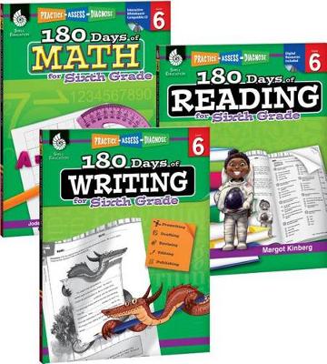 Cover of 180 Days of Reading, Writing and Math for Sixth Grade 3-Book Set