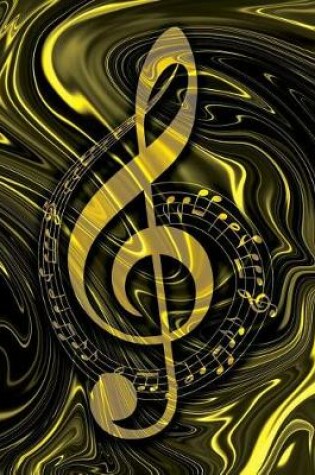 Cover of Music Songwriting Journal - Blank Sheet Music - Manuscript Paper for Songwriters and Musicians - Liquid Marble Series Yellow Gold and Black