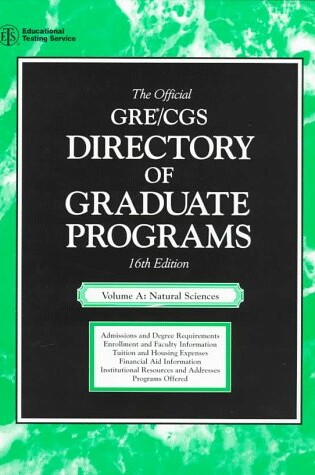 Cover of The Official Gre/CGS Directory of Graduate Programs