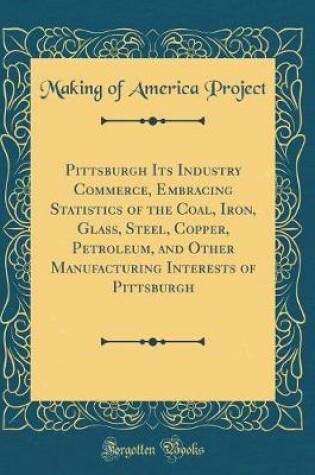 Cover of Pittsburgh Its Industry Commerce, Embracing Statistics of the Coal, Iron, Glass, Steel, Copper, Petroleum, and Other Manufacturing Interests of Pittsburgh (Classic Reprint)