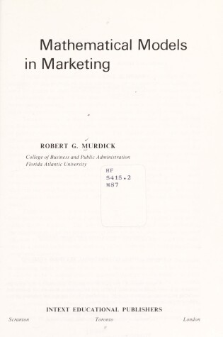 Cover of Mathematical Models in Marketing