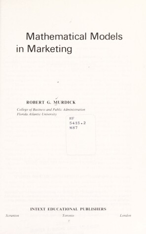 Book cover for Mathematical Models in Marketing