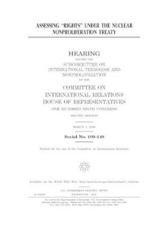 Cover of Assessing "rights" under the Nuclear Nonproliferation Treaty