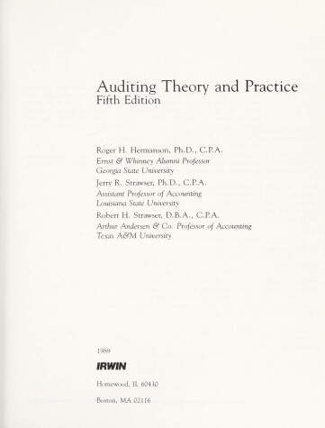 Book cover for Auditing: Theory & Practice