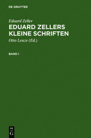 Cover of Eduard Zellers Kleine Schriften