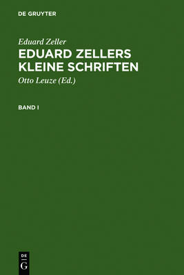 Book cover for Eduard Zellers Kleine Schriften