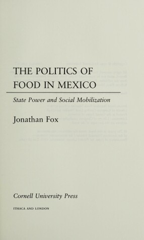 Book cover for The Politics of Food in Mexico