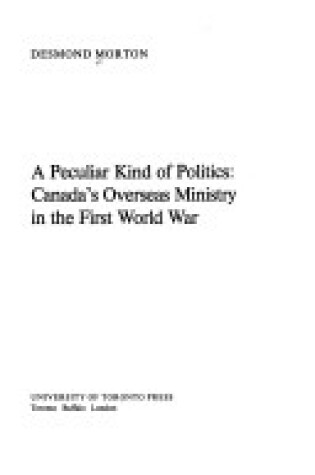 Cover of Peculiar Kind of Politics