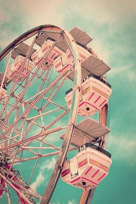 Book cover for Vintage Pink Ferris Wheel Amusement Park Journal