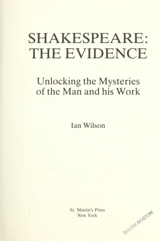 Cover of Shakespeare, the Evidence