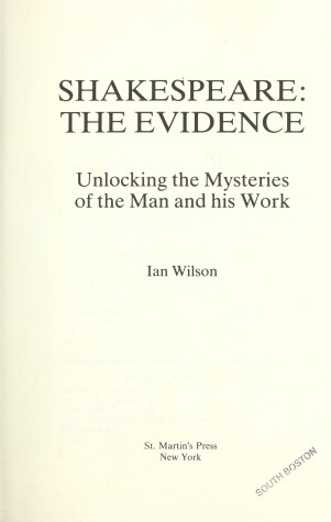 Book cover for Shakespeare, the Evidence