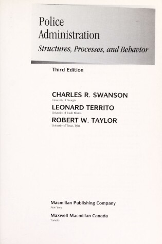 Cover of Police Administration : Structures, Processes, and Behavior