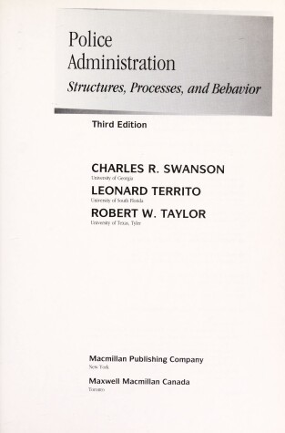 Book cover for Police Administration : Structures, Processes, and Behavior