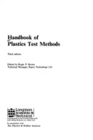 Cover of Handbook of Plastics Test Methods