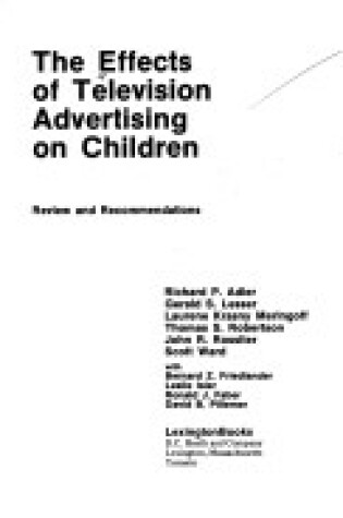 Cover of Effects of Television Advertising on Children