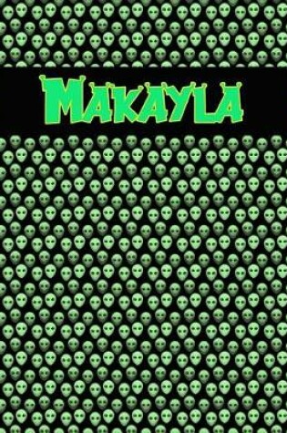 Cover of 120 Page Handwriting Practice Book with Green Alien Cover Makayla