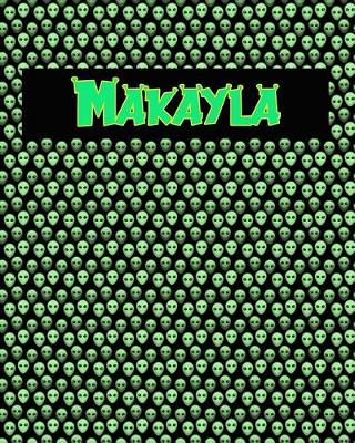 Cover of 120 Page Handwriting Practice Book with Green Alien Cover Makayla