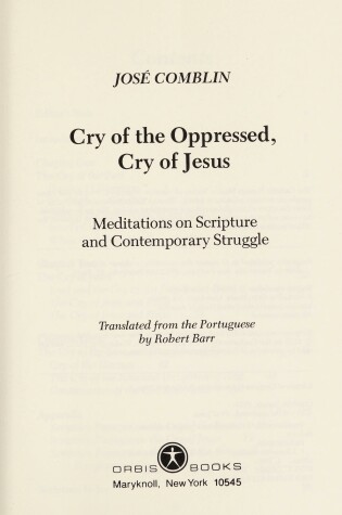 Cover of Cry of the Oppressed, Cry of Jesus