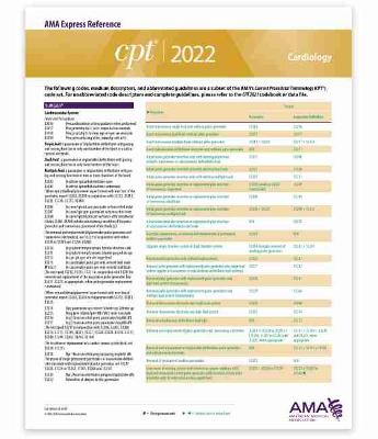 Cover of CPT Express Reference Coding Card 2022: Cardiology