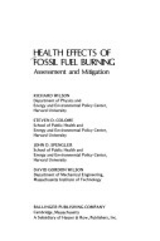 Cover of Health Effects of Fossil Fuel Burning