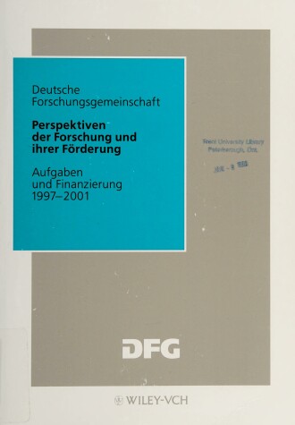 Book cover for Perspektiven Der Forschung Und Ihrer Forderung Aufgaben Und Finanzierung 1997-2000