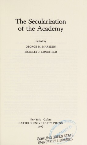 Book cover for The Secularization of the Academy