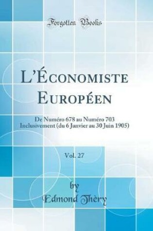 Cover of L'Économiste Européen, Vol. 27