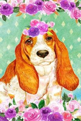 Book cover for Journal Notebook For Dog Lovers Basset Hound In Flowers 2