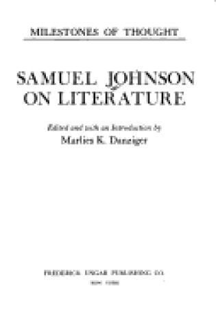 Cover of Samuel Johnson on Literature