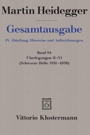 Cover of Martin Heidegger, Uberlegungen II-VI