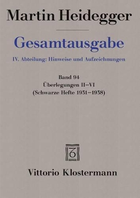 Cover of Martin Heidegger, Uberlegungen II-VI