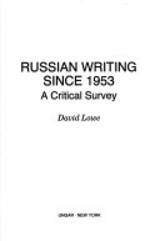 Cover of Russian Writing Since 1953