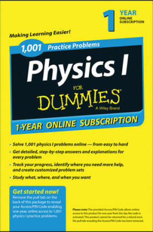 Cover of 1,001 Physics I Practice Problems for Dummies Access Code Card (1-Year Subscription)