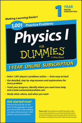 Book cover for 1,001 Physics I Practice Problems for Dummies Access Code Card (1-Year Subscription)