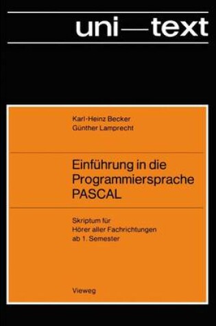 Cover of Einfuhrung in die Programmiersprache PASCAL