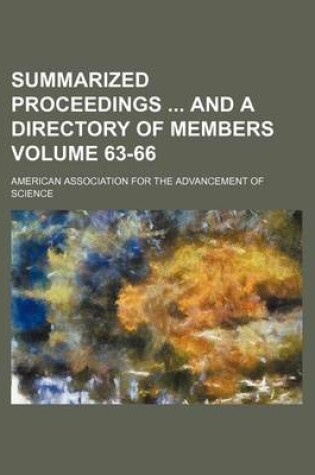 Cover of Summarized Proceedings and a Directory of Members Volume 63-66