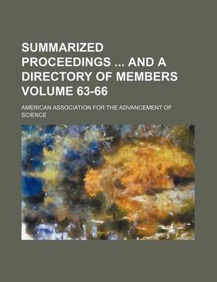 Book cover for Summarized Proceedings and a Directory of Members Volume 63-66