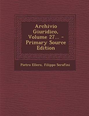 Book cover for Archivio Giuridico, Volume 27...