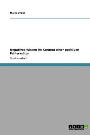 Cover of Negatives Wissen im Kontext einer positiven Fehlerkultur