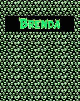 Book cover for 120 Page Handwriting Practice Book with Green Alien Cover Brenda