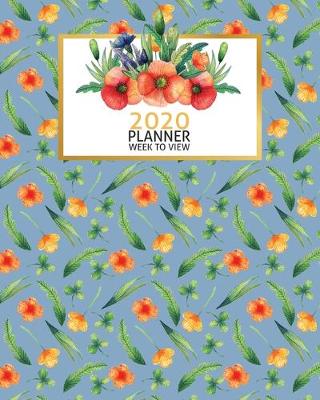 Cover of Blue & Orange Floral 2020 Week to View Planner