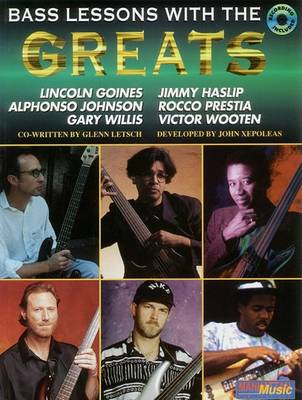 Book cover for Lessons with the Greats -- Bass Guitar