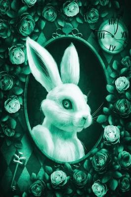 Cover of Alice in Wonderland Modern Journal - Outwards White Rabbit (Green)