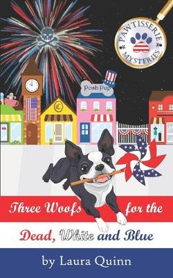 Book cover for Three Woofs for the Dead, White and Blue