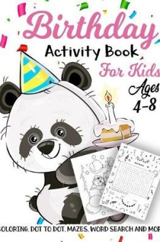 Cover of Birthday Activity Book for Kids Ages 4-8